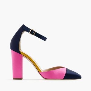 J.Crew Pointed Toe Pump in Colorblock Satin 8.5